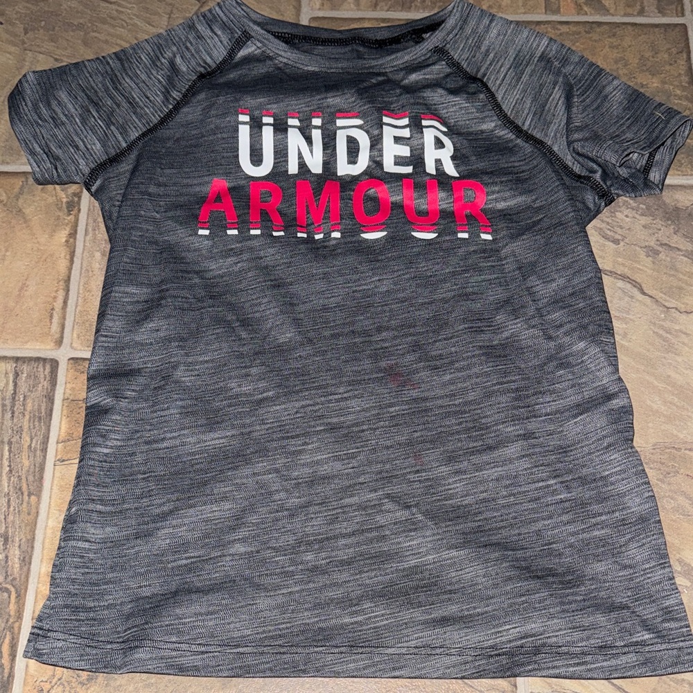 Under Armour Kids Charcoal and Pink Tee